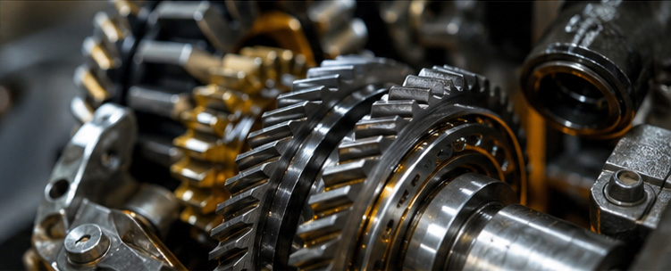 Industrial gears and bearings lubricated with oil
